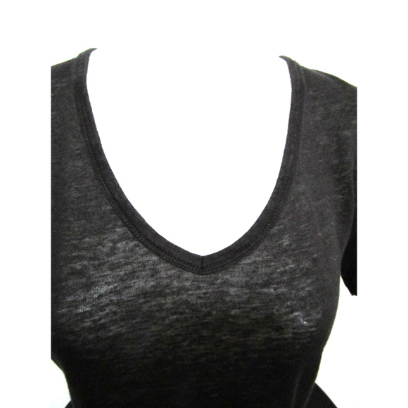 Banana Republic Black Semi-Sheer Linen Blend V Neck T Shirt Women S - Picture 2 of 7